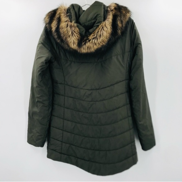 The North Face Women's Parka Coat Dark Green Faux Fur Hood Size Small - Picture 6 of 6
